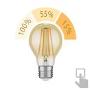 E27 LED Leuchtmittel, A60, extra warmweiß (2400 K), 7 W, 778lm, 3-Stufen-Dimmer, goldfarben