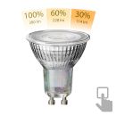GU10 LED Leuchtmittel, PAR16, warmweiß (2800 K), 6,3 W, 374lm, 70°, 3-Stufen-Dimmer, Reflektorspiegel (silber)