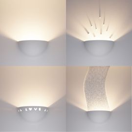 Gips Wandleuchte GIEDI DIY, Einbau, inkl. Smart Home RGBW E14 LED Lampe, 4,925W, 572lm