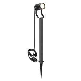 Gartenstrahler SHINGA mit Erdspieß und 40 cm Sockel für außen, IP65, Stecker, schwarz, inkl. GU10 LED Lampe 630lm, warmweiß