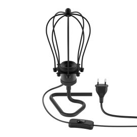 Tischlampe RETRA, Schalter, schwarz matt, E27 Fassung, Käfig-Schirm schwarz