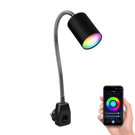 GU10 Steckdosenlampe WAIKA Schwanenhals, Schalter, inkl. Smart Home RGBW GU10 LED (Farbe wählbar)