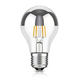 E27 LED Leuchtmittel, A60, warmweiß (2700 K), 4,1 W, 461lm, Kopfspiegel (silber)