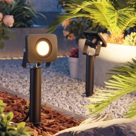 LED Gartenstrahler Wega mit Erdspieß und 15cm Sockel für außen, schwarz, 9,65W (Lichtfarbe wählbar)