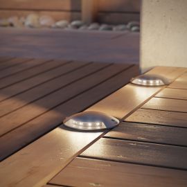 LED Boden-Aufbau-Leuchte Bunda 2-Beam, mit Dämmerungssensor, befahrbar (Farbe, Lichtfarbe, Set wählbar)