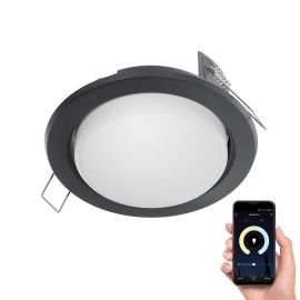 Einbaustrahler Zobe flach anthrazit rund + smarte LED-Lampe Alexa dimmbar 531lm Farbtemperatur steuerbar - 107mm Ø Loch 90mm Ø