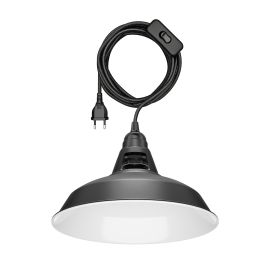 Pendelleuchte LEKA, Lampenschirm, schwarz/weiß,, 275mm Ø,  Stecker, Schalter, 3m (Farbe wählbar)