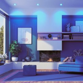 Deckeneinbaustrahler RIR Einbaurahmen eckig schwenkbar, inkl. Smart Home RGBW GU10 LED Lampe, 5,41W, 473lm (Farbe wählbar)