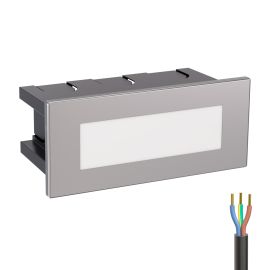 LED Treppenlicht / Wandeinbauleuchte für innen und außen, eckig, edelstahl, 123 x 60mm (Lichtfarbe wählbar)
