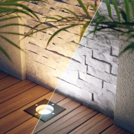 Smarte Boden-Einbauleuchte RELI für außen Edelstahl eckig IP67 inkl. Smart Home RGBW GU10 LED Lampe, 5,41W, 473lm (Farbe wählbar)