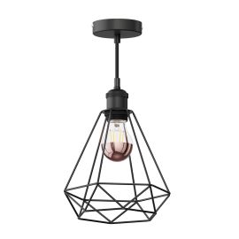 Vintage Pendelleuchte RETRA, schwarz, Käfig-Schirm + LED Lampe, 839lm, warmweiß