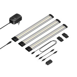 LED Unterbau-Leuchte Siris, Touch-Dimmer, flach, 30cm, je 368lm, warm-weiß, 3er Set