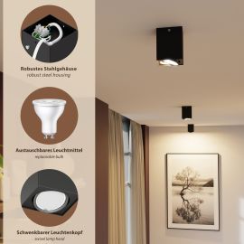Deckenleuchte DEJO, 8 x 8cm + GU10 Smart Home RGBW LED 473lm (Farbe wählbar)