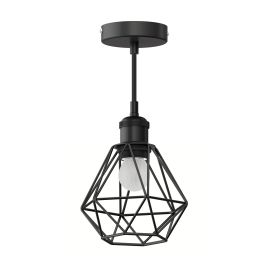 Pendelleuchte / Hängelampe RETRA, Textilkabel, schwarz, Käfig-Schirm + LED Lampe 477lm warmweiß