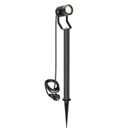 Gartenstrahler SHINGA mit Erdspieß und 40 cm Sockel für außen, IP65, Stecker, schwarz, inkl. GU10 LED Lampe 468lm, warmweiß