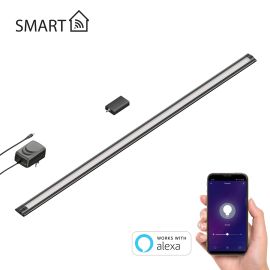 Smarte LED Unterbau-Leuchte SIRIS schwarz matt mit Netzteil und WLAN-Controller, flach, Smart-Home, Alexa-fähig (Echo) 90cm, 1044lm, weiß, dimmbar