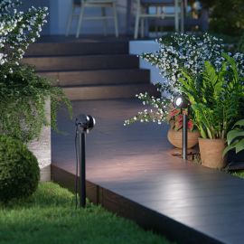 Gartenstrahler RUK mit Erdspieß für außen, Aluminium, schwarz, IP55 inkl. GU5.3 LED (weiß, 6,66W, 524lm, 30°) inkl. Netzteil