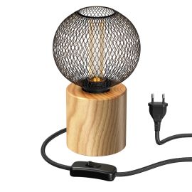 Tischlampe HITO, Holz massiv, rund, inkl. E27 LED, G120, extra warmweiß, 4W, 220lm