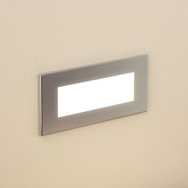 LED Treppenlicht / Wandeinbauleuchte für innen und außen, eckig, edelstahl, 123 x 60mm (Lichtfarbe wählbar)