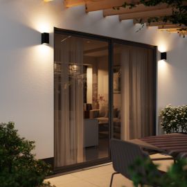 Wandleuchte ALSE Up- & Downlight für außen, Aluminium, eckig, inkl. 2 Smart Home RGBW GU10 LED Lampen, je 10,82W, je 473lm (Farbe wählbar)