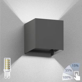 Wandleuchte CUBEL für außen, anthrazit, IP65, Up & Downlight + LED Lampe max. 511lm, weiß
