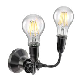 LED Wandleuchte Elektra 2-flammig Porzellan schwarz mit Schwanenhals (Leuchtmittel, Farbe wählbar)