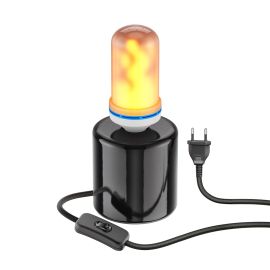 Tischlampe TIPO Porzellan rund + E27 Flammenlampe (Farbe wählbar)