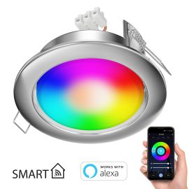 Einbaustrahler Zobe II flach rund + smarte LED-Lampe Alexa, dimmbar, Farbtemperatur steuerbar - 107mmØ Loch 90mmØ (Farbe, Leuchtmittel wählbar)