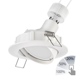 LED Decken-Einbaustrahler CIRC schwenkbar weiß GU10 LED Lampe, weiß, 3-Stufen Dimmen ohne Dimmer mit Lichtschalter: 609lm / 270lm / 609lm