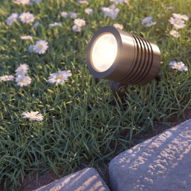 Kleiner LED Gartenstrahler mit Erdspieß TARL für außen, IP65, Stecker, schwarz, 4,3 W (Lichtfarbe wählbar)
