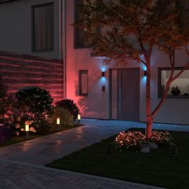 Wandleuchte ALSE Up- & Downlight für außen, Aluminium, rund, inkl. 2 Smart Home RGBW GU10 LED Lampen, je 10,82W, je 473lm (Farbe wählbar)