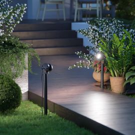 Gartenstrahler RUK mit Erdspieß für außen, Aluminium, schwarz, IP55 inkl. GU5.3 LED (weiß, 5,04W, 493lm, 100°)