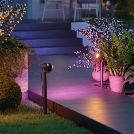 Gartenstrahler DUK schwarz Erdspieß für außen, Aluminium, IP65, inkl. Smart Home RGBW GU10 LED Lampe, 5,41W, 473lm