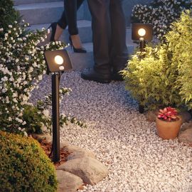 LED Gartenstrahler Wega mit Erdspieß und 40cm Sockel für außen mit Bewegungsmelder, schwarz, 10,8W (Lichtfarbe wählbar)
