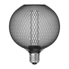 E27 LED Leuchtmittel, Lampe, Metallkäfig schwarz, G120, extra warmweiß (1800 K), 4W, 220lm