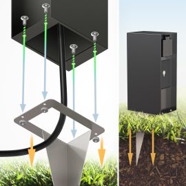 Garten-Steckdosensäule POMI mit Erdspieß für außen, IP44, Smart Home, WLAN, Alexa, 3-fach (Farbe, Mit Kabel wählbar)