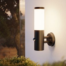 Wandleuchte PORU für außen, Edelstahl, rund, Bewegungsmelder + LED Lampe (Farbe, Leuchtmittel wählbar)