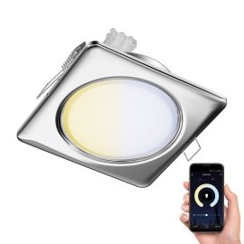 Deckeneinbauleuchte ZOBE II, chrom glänzend, eckig, 11 x 11cm + LED-Lampe 531lm Smart Home, WLAN, Alexa