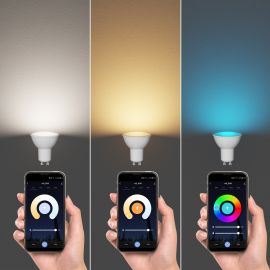 Leselampe WAIKA mit Schwanenhals, Stecker, Schalter, inkl. Smart Home RGBW GU10 LED Lampe, 5,41W, 473lm (Farbe wählbar)