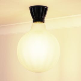 E27 Porzellan Lampen-Fassung MINZ, rund, schwarz, 72mm (Farbe, Leuchtmittel wählbar)