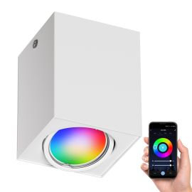 Deckenleuchte DEJO, weiß matt, 8 x 8cm + GU10 Smart Home RGBW LED 473lm