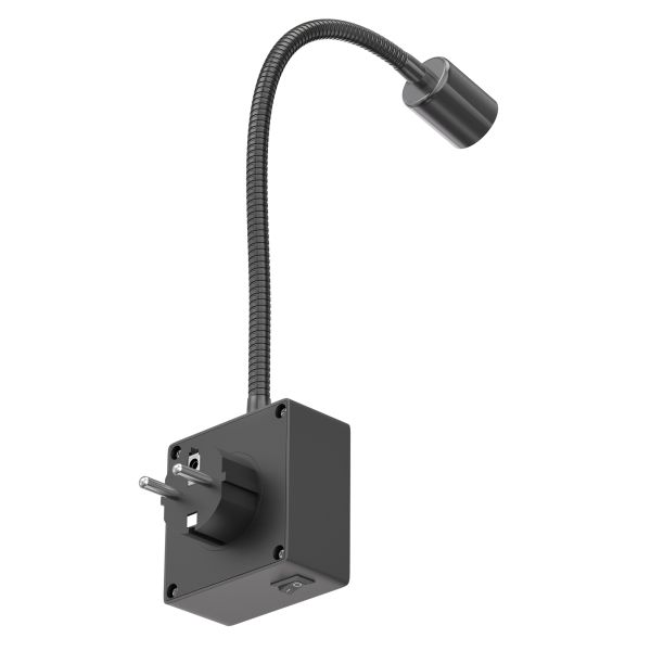 Steckdosenlampe LESCH Leselampe, Schwanenhals, Schalter, Steckdose, Smart Home (Farbe wählbar)