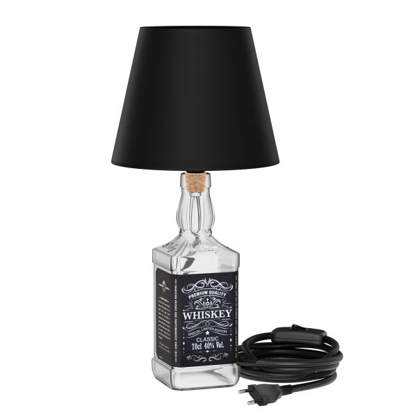 Tischlampe FLAKO, Schalter, Bakelit, Textilkabel, Lampenschirm, ohne Flasche (Farbe, Leuchtmittel wählbar)