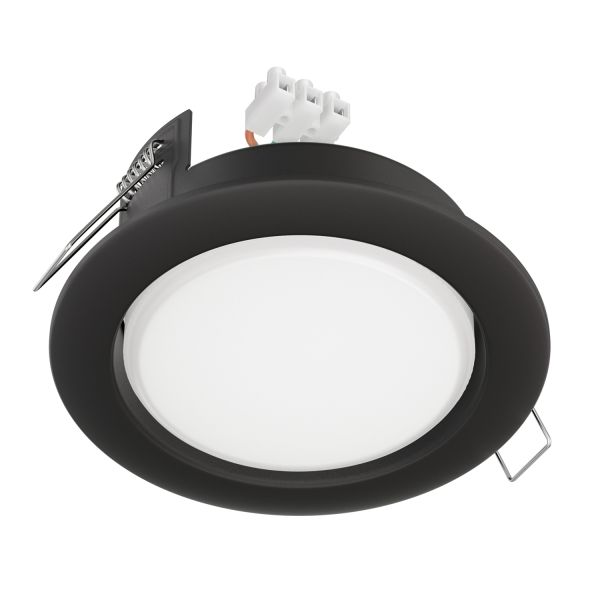 4x Zobe II LED Einbaustrahler Flach, Matt Weiß + Dimmbare LED Lampe 6,3W | Einbau-Ø 90mm, 541lm Warmweiß