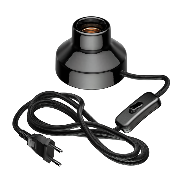 E27 Porzellan Tischlampe TIX rund mit Stecker und Schalter (Farbe,  Leuchtmittel wählbar)