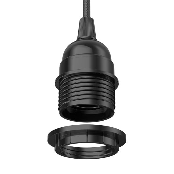 Pendelleuchte LEKA, (Farbe Ø, Stecker, wählbar) Lampenschirm, 3m schwarz/weiß,, 275mm Schalter