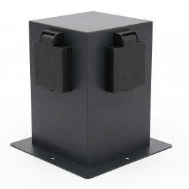 Bild von Garten Steckdosensäule PLUGA für außen, IP44, 4-fach, anthrazit, eckig, 15 cm