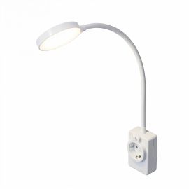Bild von LED Steckdosenleuchte LUMLI mit Steckdose & USB-C & USB-A – dimmbare LED Leselampe mit Schwanenhals, Farbwechsel warmweiß/weiß/kaltweiß, Steckerlampe, 4,1 W, 377 lm