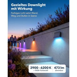 Bild von Smarte Außenleuchte SOVA IP44, GU10 max. 15W, Anthrazit Matt, Uplight, Wandleuchte für Garten, Terrasse & Balkon inkl. 2 GU10 (473 lm, 5,5 W, dimmbar, RGBW, Alexa & WLAN)