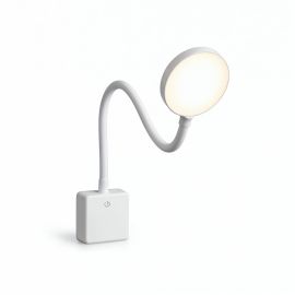 Bild von LED Steckdosenleuchte LUMLI – LED Leselampe, Schwanenhals, Schalter am Stecker, dimmbar, warmweißes Licht, Steckdosenlampe, 3,8 W, 329 lm, weiß